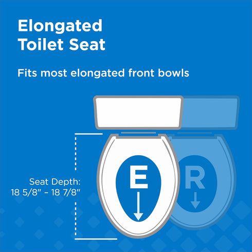 G009921325 Gerber Elongated Toilet Seat with Cover, Soft Close, No Slam, Quick & Easy Install, Heavy-Duty Plastic