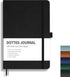 RETTACY Bullet Dotted Journal, A5 Dotted Grid Notebook with 192 Pages, Black