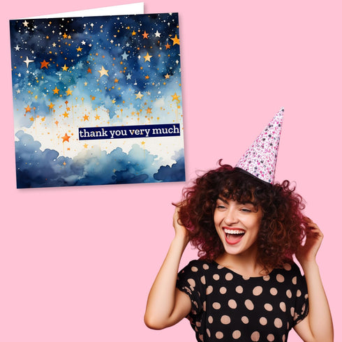 Stars In The Sky Thank You Card - Heartfelt Design Made in the UK