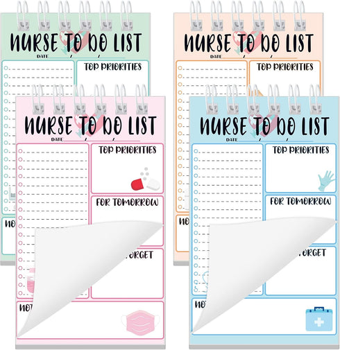 Gueevin Nurse Gift To Do List Notepad, Spiral Nursing Daily Notepad, Undated 4 x 6 Inch Planning Pads for Nurse Gifts,