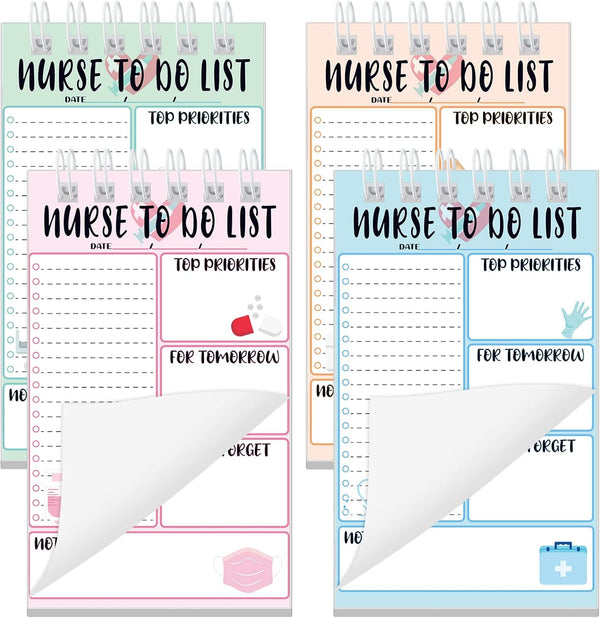 Gueevin Nurse Gift To Do List Notepad, Spiral Nursing Daily Notepad, Undated 4 x 6 Inch Planning Pads for Nurse Gifts,