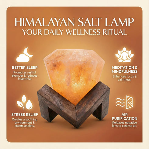 Generic Dimmer, Himalayan Salt Lamp Diamond Shape Hand-Carved Pink Rock Salt Light with Warm Mood Lighting for Bedroom