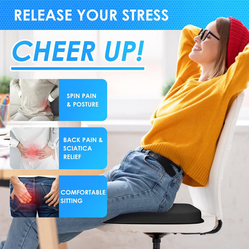 WISIMMALL 16.5" 12" Tailbone Gel Seat Cushion Portable Travel Cushions, x Large Size Super Thick Foldable Chair Seat