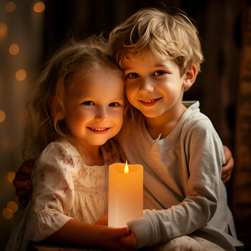 Battery Operated Flickering Candles, 3x5 inches Ivory Real Wax with Remote and Timer Options