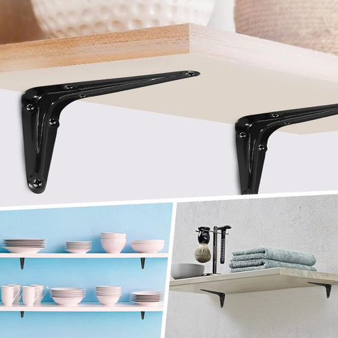 suiwotin 12pcs 6 Inch 5x6 Inch Shelf Brackets, Heavy Duty L Bracket, Shelf Corner Brace Right Angle Bracket, Floating