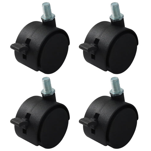 MangoOrder 4-Pack Swivel Caster Wheels with Threaded Stem and Brake, Floor-Protecting Nylon Rolling