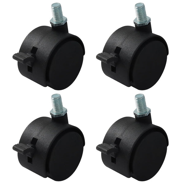 MangoOrder 4-Pack Swivel Caster Wheels with Threaded Stem and Brake, Floor-Protecting Nylon Rolling