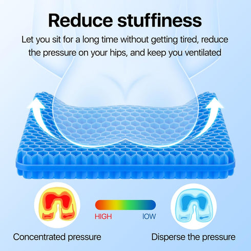 OMCOZY Gel Seat Cushion, Cooling seat Cushion (Super Large & Thick), Breathable Honeycomb Design Absorbs Pressure