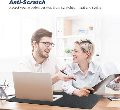 Desk Pad for Office Home, 31" x 13", PU Leather Waterproof Large Writing Mat Organizer, Black