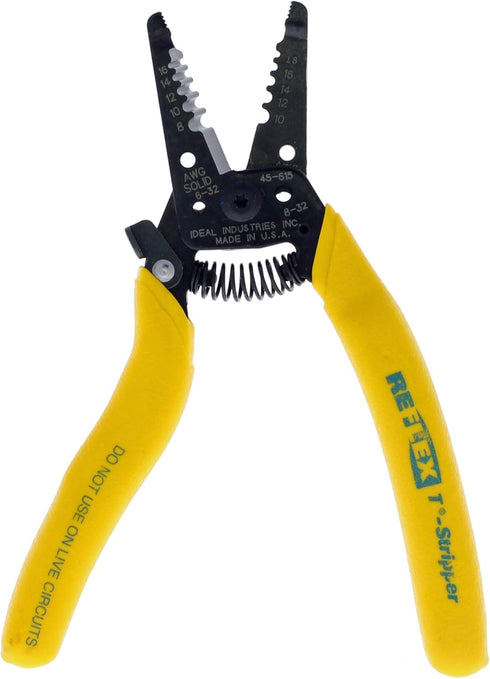 IDEAL Electrical Reflex Super T Stripper, 8-18 AWG Solid, Yellow, with Textured Grips