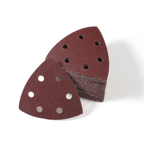 50 Pcs 120 Grit Triangle Sanding Pads, 3-1/2 Inches Hook and Loop Sandpaper for Oscillating Multitool, Detail Sander