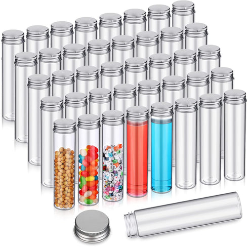 40 Pcs 110ml Clear Test Tubes with Lids - Plastic Candy Tube for Science Party and Storage