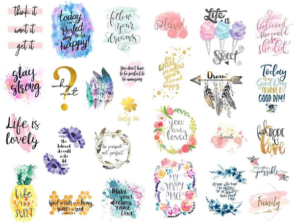 Seasonstorm Watercolor Text Blessing Words, Aesthetic Diary Travel Journal Paper Stickers for Scrapbooking