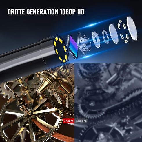 Daxiongmao 1080P IP67 Endoscope Camera with Light, HD Borescope, Waterproof Snake Camera Ideal for Inspecting Walls