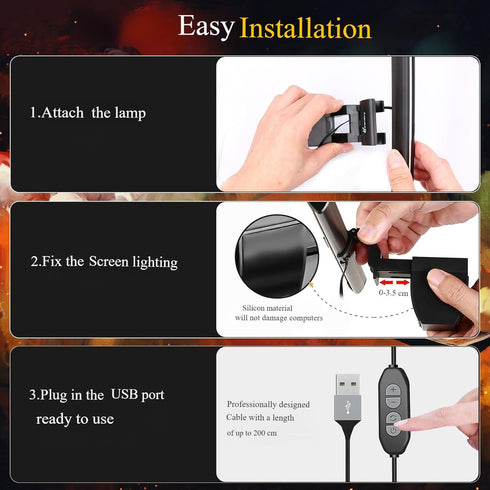 Dimmable CATPOWER Computer Monitor Light Bar, LED Screen Light Bar for Workspace, Monitor Lamp, Button Control Monitor