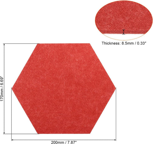 PATIKIL Hexagon Felt Board Tiles, 2 Pack Self Adhesive Wall Bulletin Pin Board with Push Pins