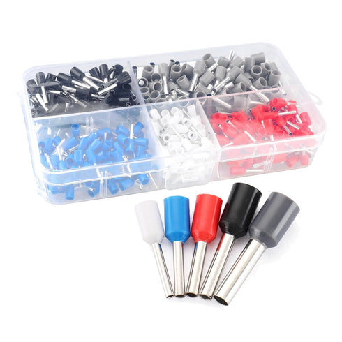 Baomain 450pcs Copper Crimp Connector Kit, Insulated Ferrules in 5 Sizes and 5 Colors, AWG 22-14