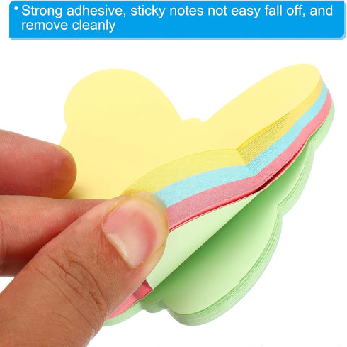PATIKIL Butterfly Shape Sticky Notes, 2.7 x 2.7 Inch, 3 Pads, 100 Sheets/Pad, Colorful Memo Pads for Home Office, 4