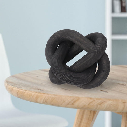 3 Link Wood Knot Decor, Maritown Wood Knot Chain Link Decor Coffee Table Decoration Modern Shelf Wooden Links Knots