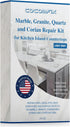 Quartz Countertop Chip Repair Kit (Light Gray) for Fixing Nicks, Chips, Scratches on Marble, Granite, Quartz, and More.