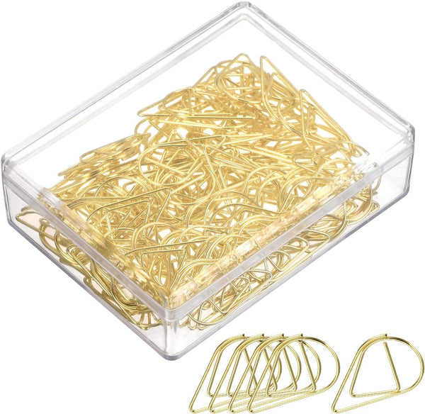 YOKIVE Paper Clips, 100 Pcs, Drop-Shaped, Keep Desk Neat, Great for Art, Home, Daily Use, Gold, 1-Inch