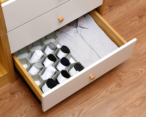 Honeycomb Drawer Organizer and Divider - 32 Pieces for Underwear, Socks, Ties, Office Supplies, and Sundry Sorting