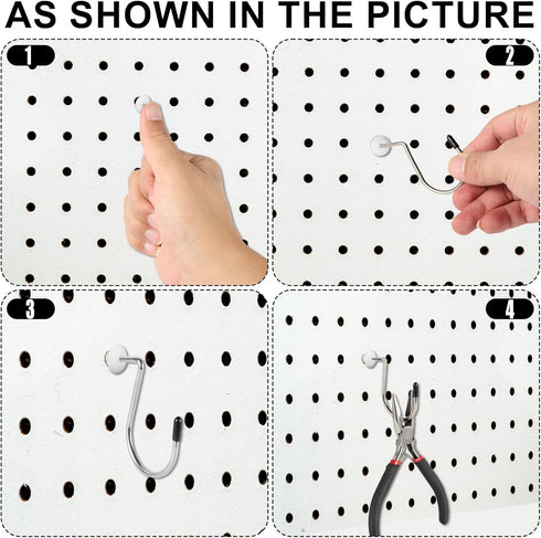 60pcs Pegboard Hook Locks, Fit for 1/4in Pegboard Hook Accessories, Tool Organizer Security Locks (White)