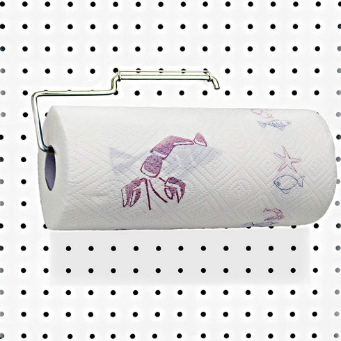 1 Pack Sturdy Steel Pegboard Paper Towel Holder, Hook to Anywhere Standard Pegboard, Pegboard Accessory for Workshop,