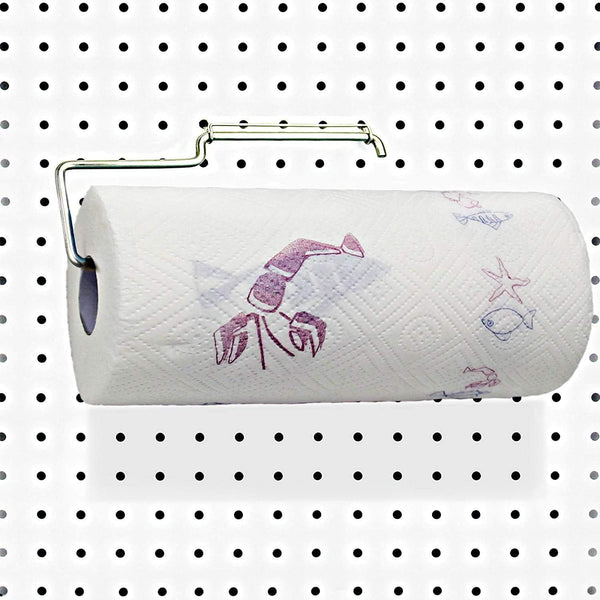 1 Pack Sturdy Steel Pegboard Paper Towel Holder, Hook to Anywhere Standard Pegboard, Pegboard Accessory for Workshop,