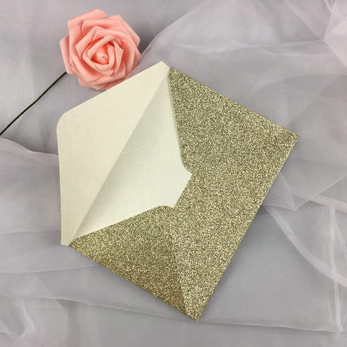 Lucky Star 25 PCS A7 Light Gold Sparkle Glitter Envelopes,5.35 x 7.7 inches, Perfect for 5x7 Weddings,Invitation Cards,Birthday Greeting Invite