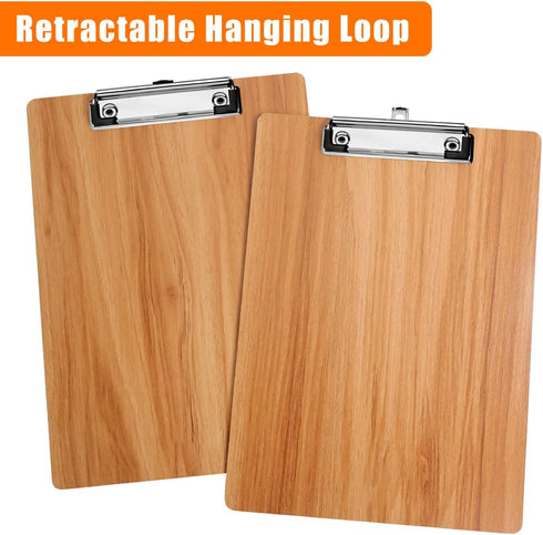 HUAJIE 10 Pack Clipboards, Wooden Clipboards Hardboard with Low Profile Clip, Standard A4 Letter Size Wood Clip Boards