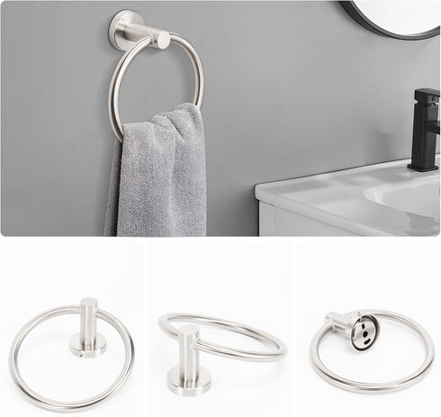 5 Set SUS304 24" +2 NearMoon Pieces Bathroom Hardware Thicken Stainless Steel-Towel Rack Kit Include Towel Rod +Bath