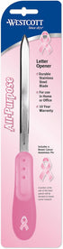 Westcott 9" Stainless Steel Letter Opener for Breast Cancer Awareness, Pink