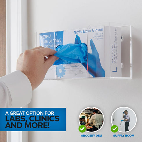 Stock Your Home Acrylic Single Gloves Dispenser, Wall Mount Glove Holder for Kitchen and Office