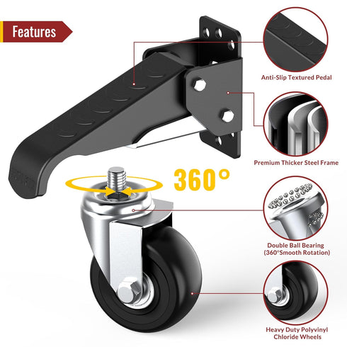 HOLKIE Retractable Heavy Duty Casters with Lifting Function, Maximum Load of 700 lbs for Workbenches