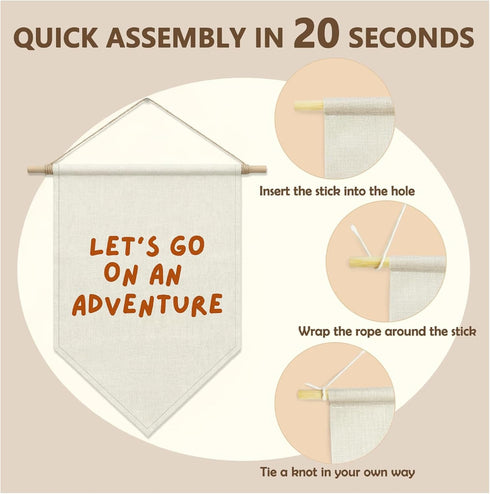 SHIEL-EVEN Let's Go On an Adventure Wall Decor, Kids Playroom Poster Banner for Boys Girls, Toddler Canvas Wall Art