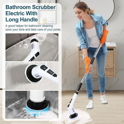 soarup90000 7 Handle,7 1 Electric Spin Scrubber with Replaceable Brush HeadShower Scrubber with Long in Cordless
