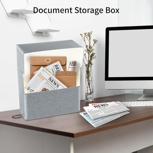 Lineco Acid-Free Document Storage Box with Metal Edge, Letter-Sized Case with 12 Folders