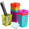 IELEK Pencil Holder Pen Cups, Colorful Square Classroom Storage Organizer for Desk, Pack of 12