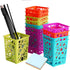 IELEK Pencil Holder Pen Cups, Colorful Square Classroom Storage Organizer for Desk, Pack of 12
