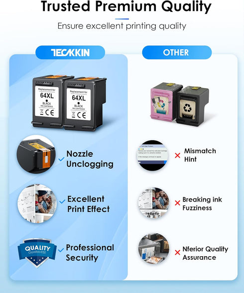 Remanufactured Ink Cartridge Replacement for HP 64XL Black Ink Cartridge, HP Ink 64 for Envy Photo 7855 7858 7864