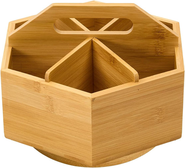 MEEDEN Bamboo Rotating Art Supply Desk Organizer: Pen & Pencil Holder for