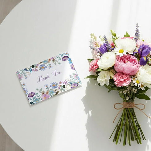 BZHTRMK 20PCs, 4 6 inch. Elegant Floral Surrounded Thank You Cards with Envelopes, Warm Appreciation, Blank Inside