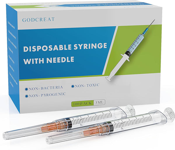 3ml Syringe with 25 Gauge 1", Individually Packaged Luer Lock, Industrial Accessories, 100-Pack