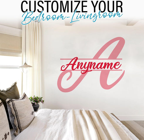 Custom Name Wall Decal Personalized Alphabet Monogram Big Letter Name Transparent DTF Vinyl Removable Nursery Wall