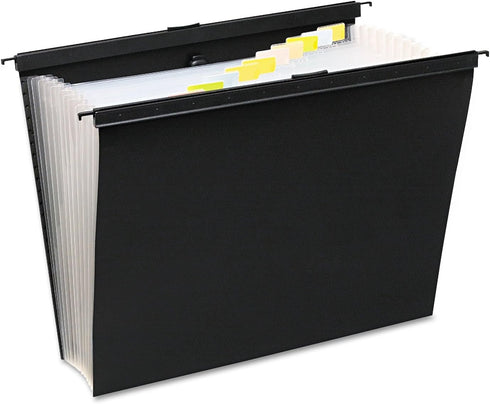 Wilson Jones 68205 Slide-Bar Expanding Pocket File, 13 Pockets, Poly, Letter Size, Black