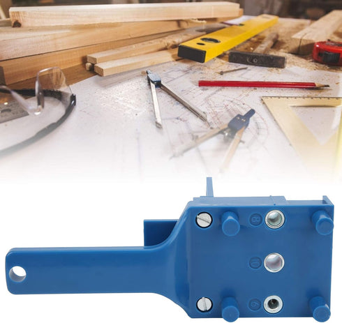 Handheld Dowel Jig Kit with Wood Doweling Hole Drill Guide, Punch Locator Positioner, Wrench Limit Ring for Home