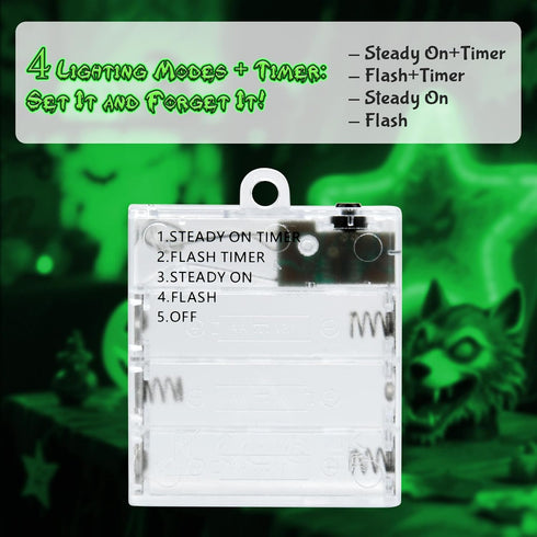 cshare 16.4ft 50LED Green Fairy Lights Battery Operated, Halloween String Lights with Timer for Indoor & Outdoor