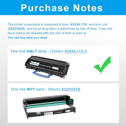 LCL Remanufactured Toner Cartridge Replacement for Lexmark X203A11G X203A21G, 1-Pack (Black)