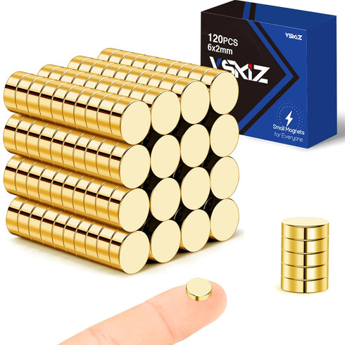 Small Magnets 120PCS 6x2mm, Golden Strong Rare Earth Tiny Neodymium Disc Magnets for Crafts, DIY